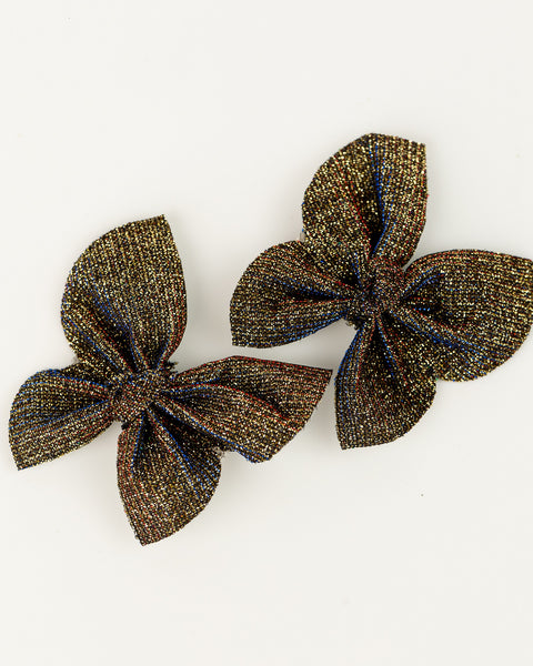 Set of 2 Glittery Butterfly Alligator Hair Clips- Bronze