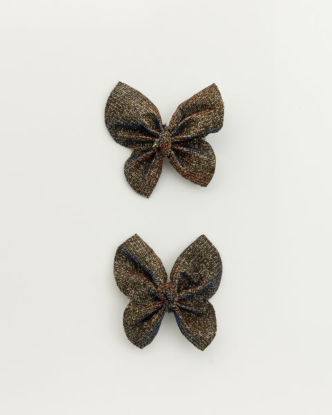 Set of 2 Glittery Butterfly Alligator Hair Clips- Bronze