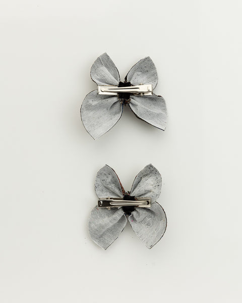 Set of 2 Glittery Butterfly Alligator Hair Clips- Bronze