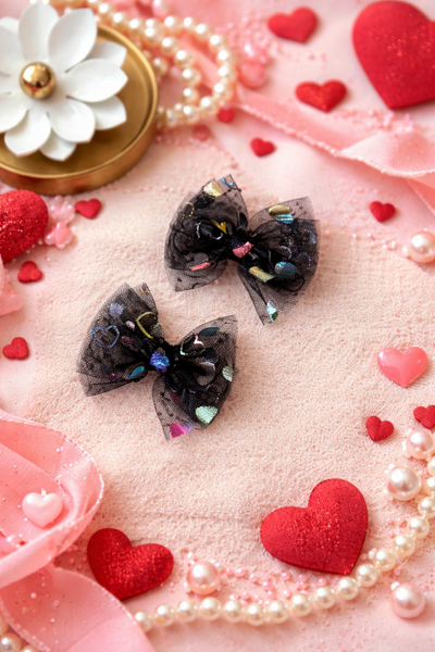 Set of 2 Glitter Love Alligator Clips – Black