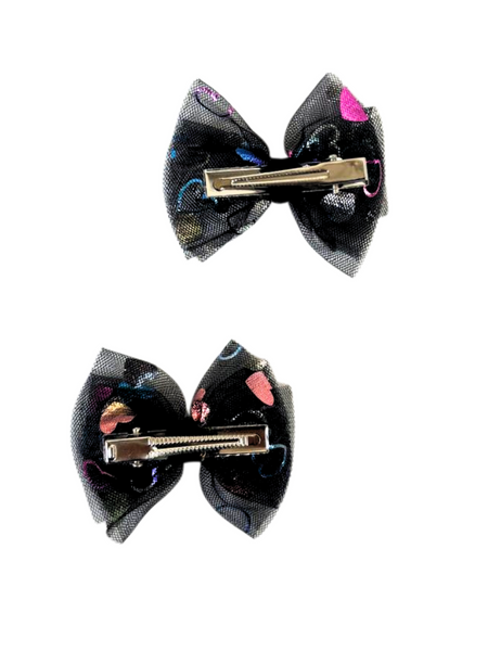 Set of 2 Glitter Love Alligator Clips – Black