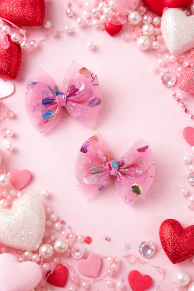 Set of 2 Glitter Love Alligator Clips – Pink