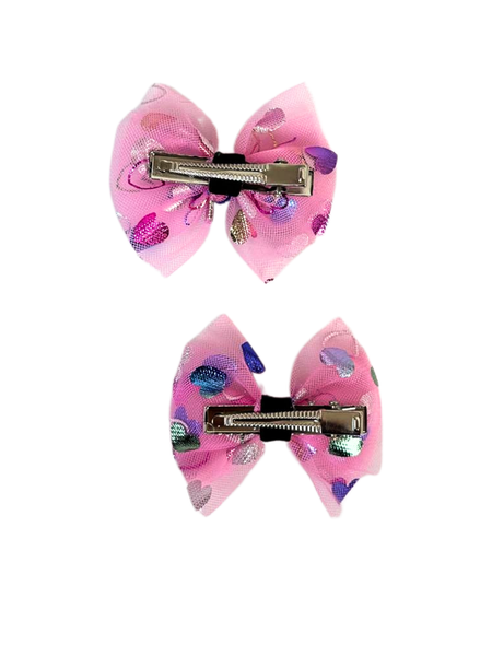 Set of 2 Glitter Love Alligator Clips – Pink