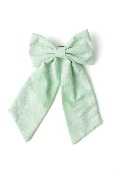 Oversized Floral Sailor Bow Alligator Hair Clip- Light Green
