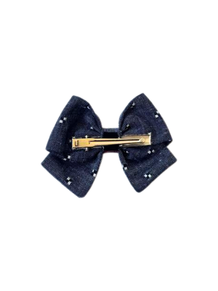 Indigo Denim Butterfly Clip- Grey