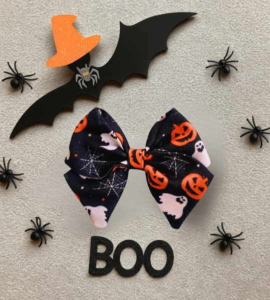 Halloween Alligator Clip School Bow- Black