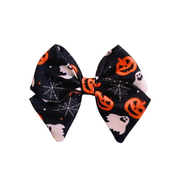 Halloween Alligator Clip School Bow- Black