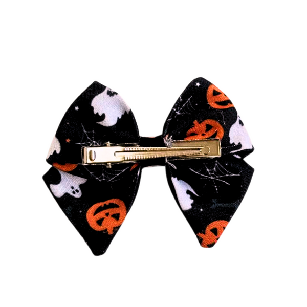 Halloween Alligator Clip School Bow- Black