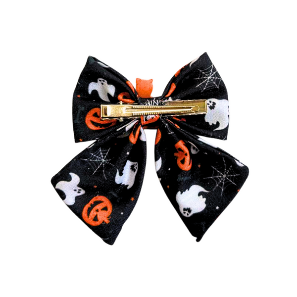 Halloween Alligator Clip Cat Bow- Black