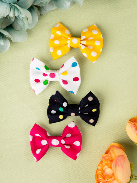 Set of 4 Polka Dots Alligator Hair Clips- Black, Yellow, Pink & Multi Coloured