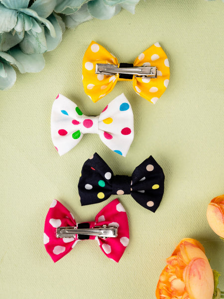 Set of 4 Polka Dots Alligator Hair Clips- Black, Yellow, Pink & Multi Coloured