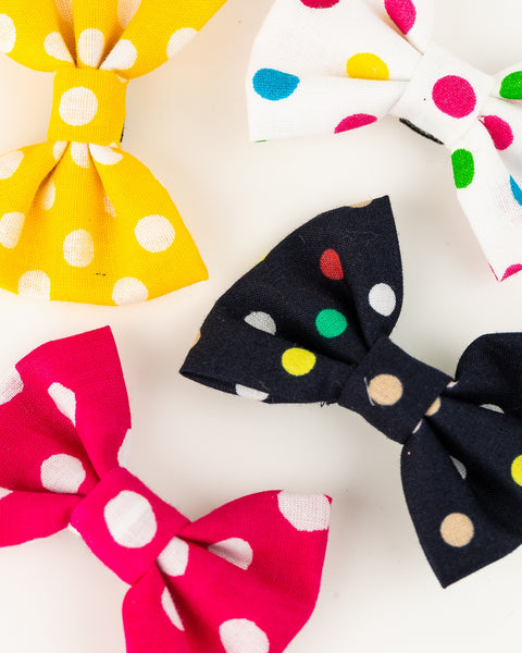 Set of 4 Polka Dots Alligator Hair Clips- Black, Yellow, Pink & Multi Coloured