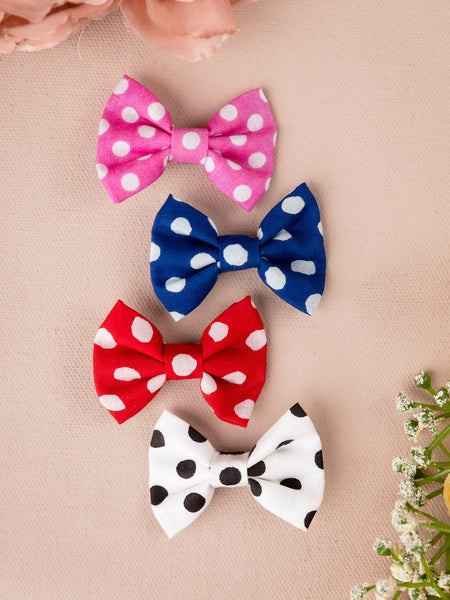 Set of 4 Polka Dots Alligator Hair Clips- Pink, Blue, White & Red