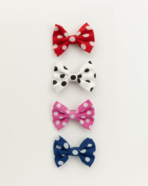 Set of 4 Polka Dots Alligator Hair Clips- Pink, Blue, White & Red