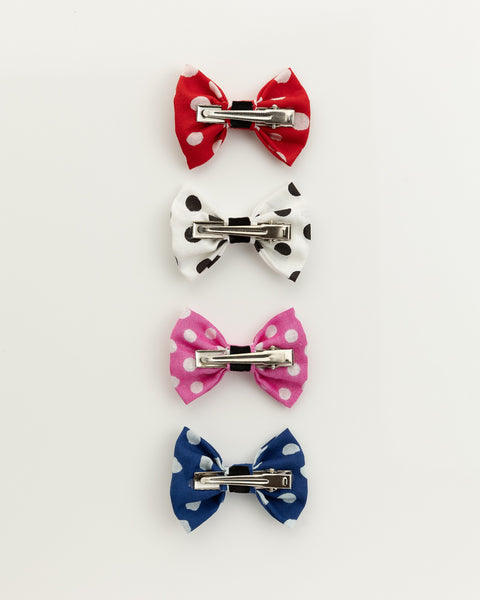 Set of 4 Polka Dots Alligator Hair Clips- Pink, Blue, White & Red