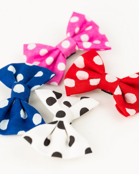 Set of 4 Polka Dots Alligator Hair Clips- Pink, Blue, White & Red
