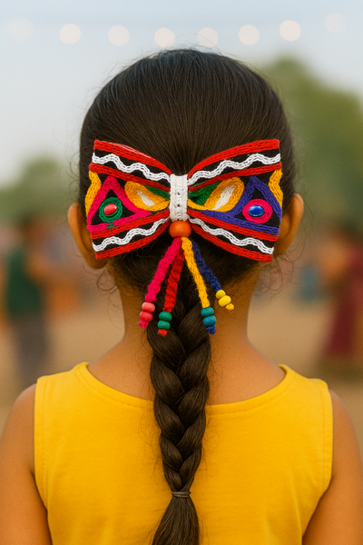 Navratra Pigtail with tassels Alligator Clip- Multicolor