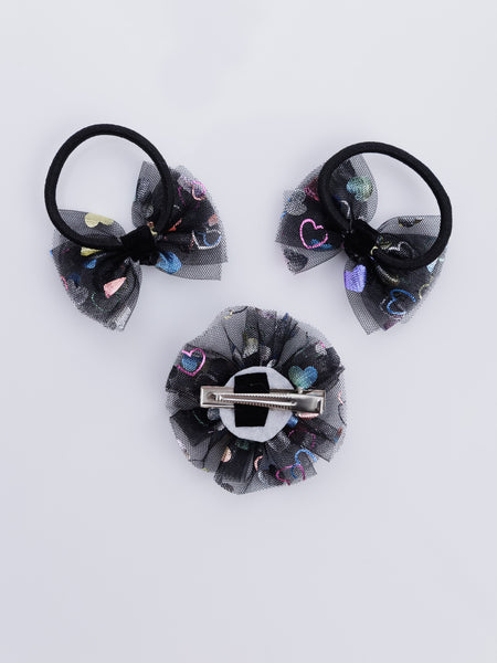 Stardust Butterfly Alligator Hair Clip and Rubber Band Set- Black & Golden