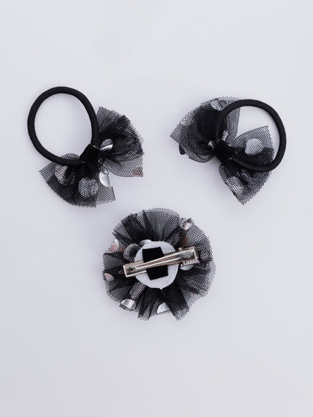 Stardust Butterfly Alligator Hair Clip and Rubber Band Set- Black & Silver