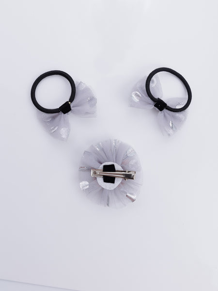 Stardust Butterfly Alligator Hair Clip and Rubber Band Set- Grey