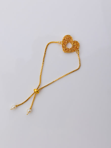 Eternal Heart Adjustable Chain Bracelet- Gold