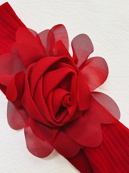 Chic Floral Baby Headband- Red