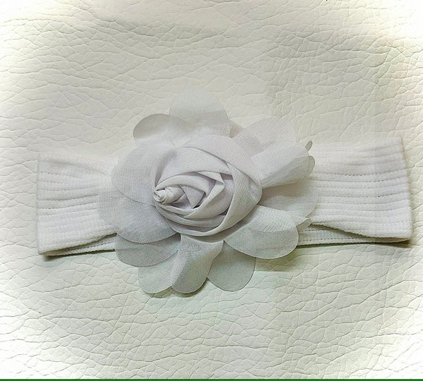 Chic Floral Baby Headband- White
