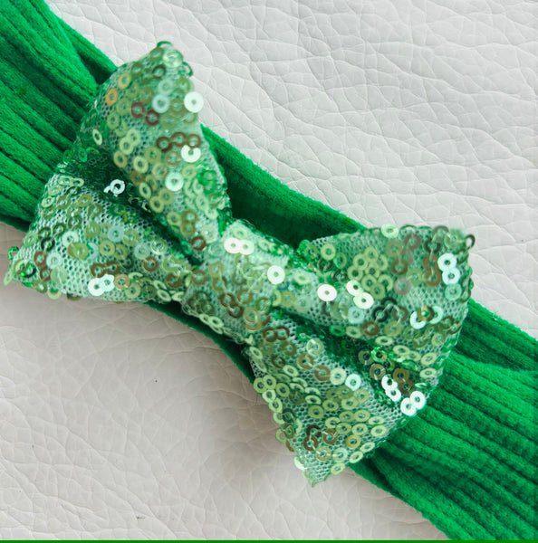 Festive Sequin Baby Headband- Green