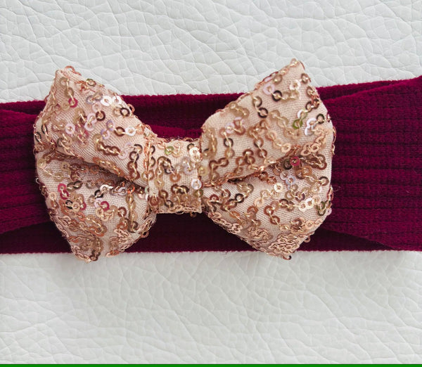 Festive Sequin Baby Headband- Maroon