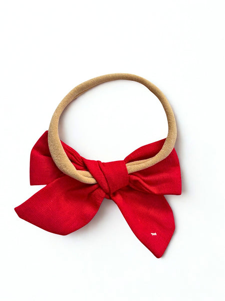 Christmas Snowflake Emroidered Bow Headband- Red