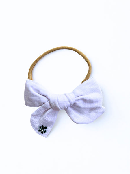 Christmas Snowflake Emroidered Bow Headband- White