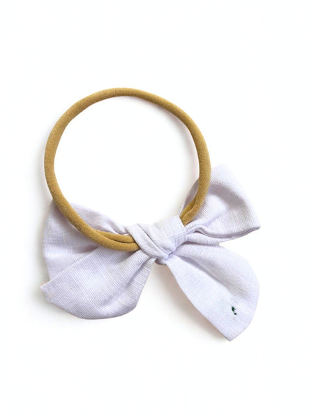 Christmas Snowflake Emroidered Bow Headband- White