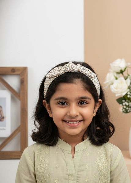 Girl Geo Knot Headband- Brown