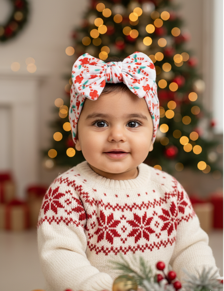 Christmas Candycane Print Headwrap- white