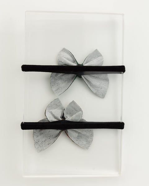 Set of 2 Glittery Butterfly Baby Headbands- Dark Green & Bronze