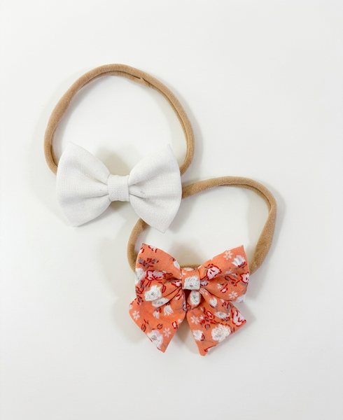 Set Of 2 Baby Soft Floral Headband- Orange