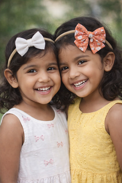 Set Of 2 Baby Soft Floral Headband- Orange