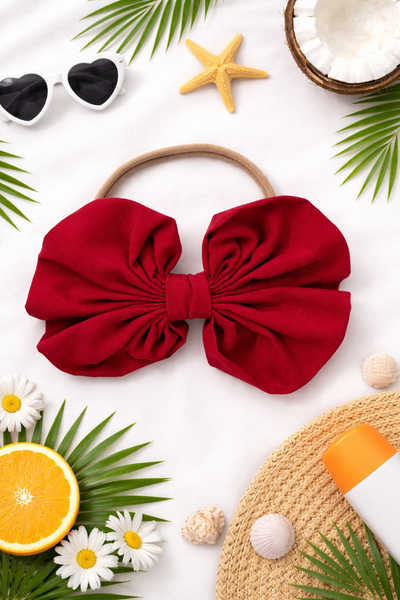 Fluffy Baby Headband- Red