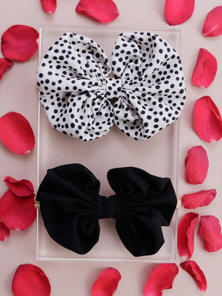 Oversized Heart Bow Head Bands Set- Black & White