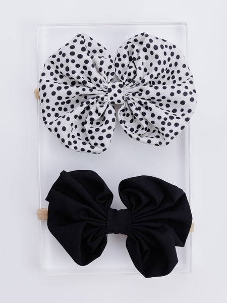 Oversized Heart Bow Head Bands Set- Black & White