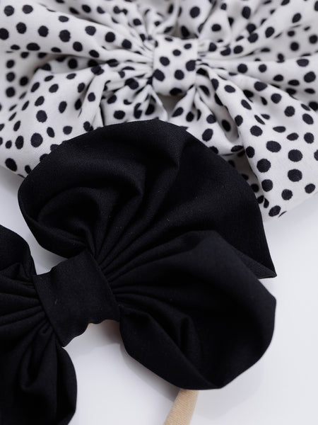 Oversized Heart Bow Head Bands Set- Black & White