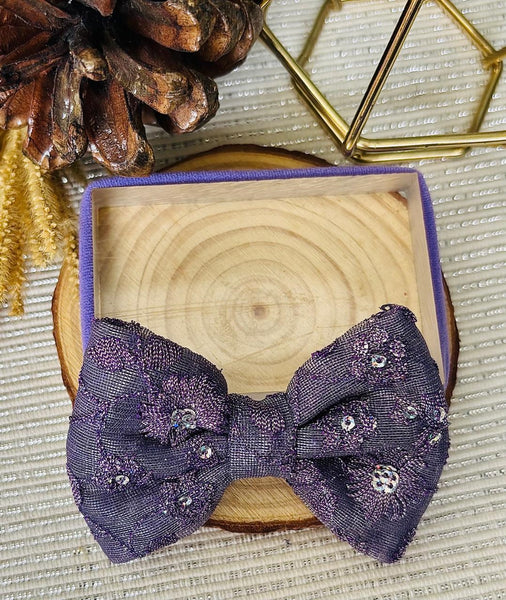 Party Wear Sequin Bow Headband - Purple