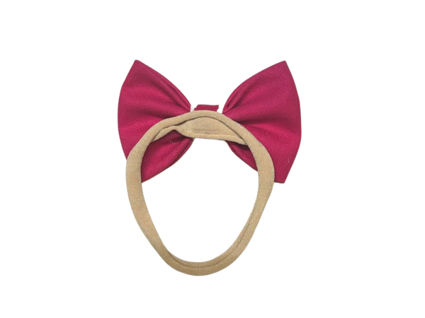 Pearl and Thread Embroidery Bow Clip- Pink