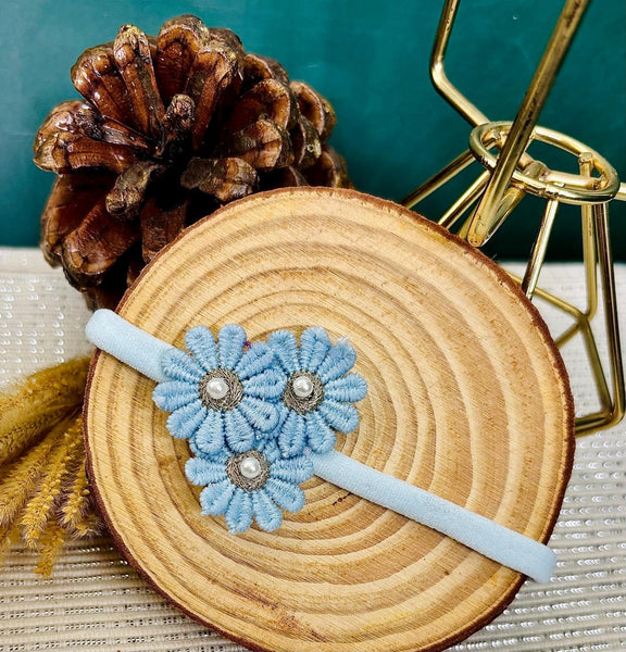 Soft Handmade Floral Headband- Blue