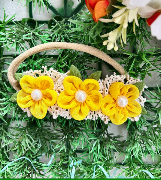 Pastel Pearl Baby Headband- Yellow