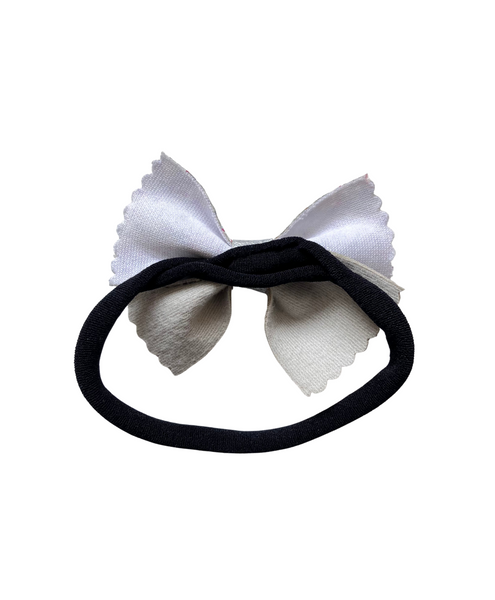 Glitter & Faux Leather Bow Headband- Silver