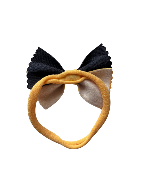 Glitter & Faux Leather Bow Headband- Yellow