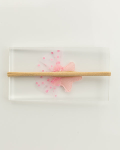 Sequined Embellished Tulle Star Kids Headband- Light Pink