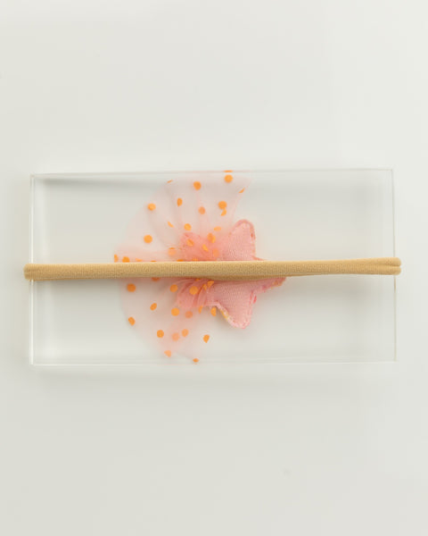 Sequined Embellished Tulle Star Kids Headband- Orange