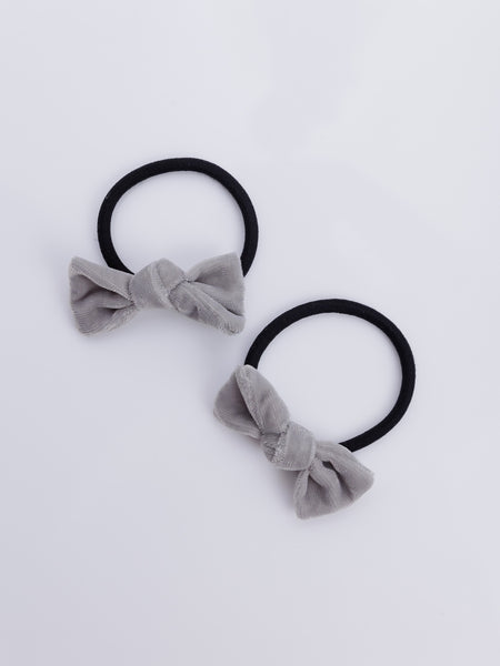 Velvet knotted Rubber Band Set of 2- Grey